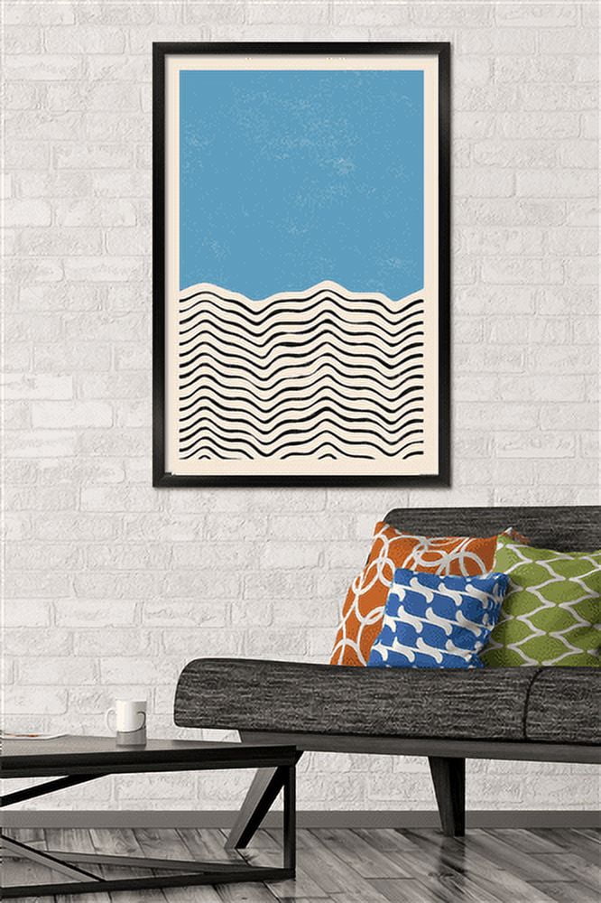 Geometric - Blue Wall Poster, 22.375" x 34", Framed