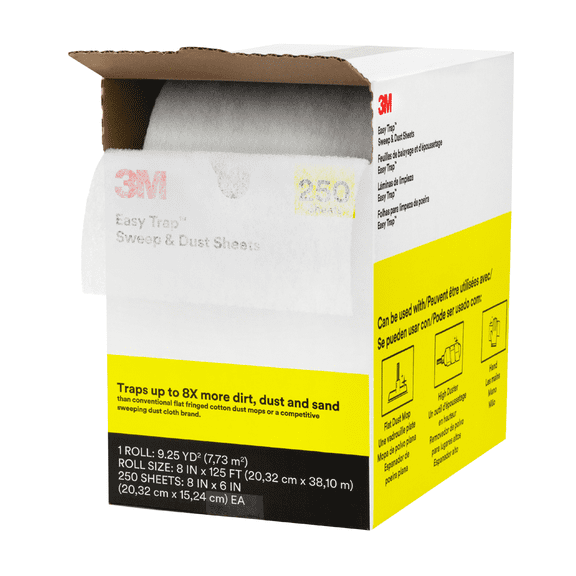 3M EASY TRAP DUSTER, 8" X 6" SHEETS, 250 SHEET/ROLL, 1 ROLL/CASE - WHITE