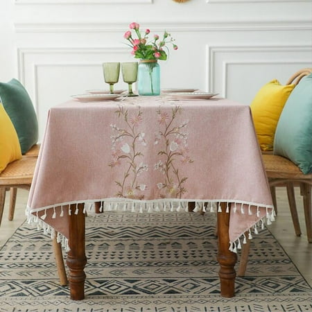 

UMMH Decorative Linen Tablecloth With Tassel Waterproof Oilproof Thick Rectangular Wedding Dining Table Cover Tea Table Cloth
