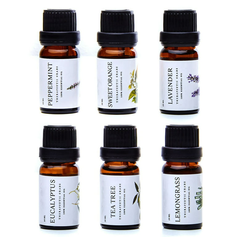 Essential Oils by Pure Aroma 100% Pure Therapeutic Grade Oils Kit- Top 6 Aromatherapy Oils Gift Set-6 Pack, 10ML(Eucalyptus, Lavender, Lemon Grass