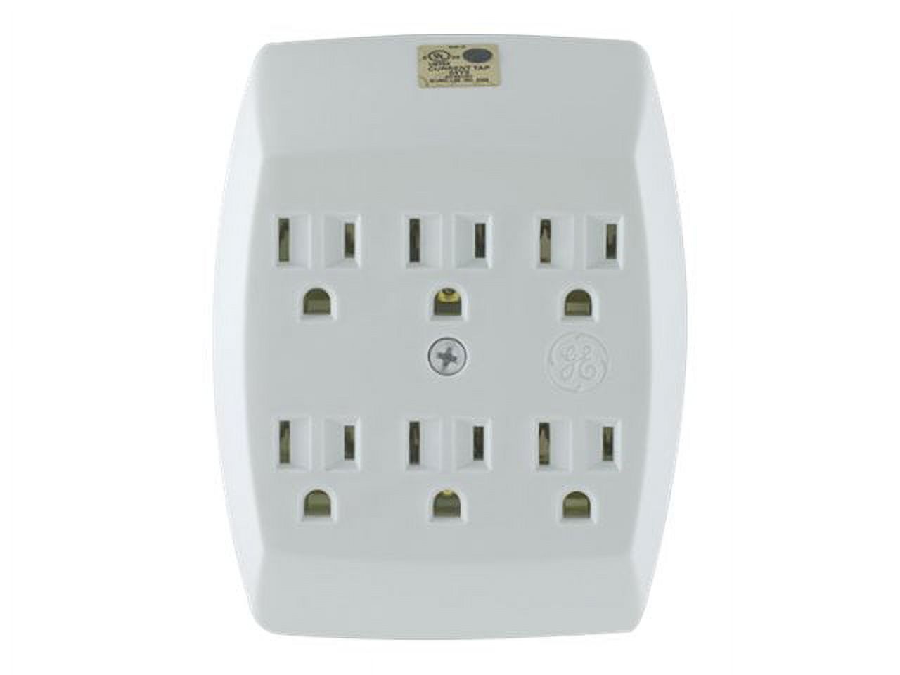 GE 3-Prong 6 Outlet Wall Adapter and Grounding Hex Tap, (White) - image 2 of 4