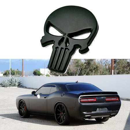 Xotic Tech 1 Piece 3D Black The Punisher Rock Skull Emblem Skeleton Car Badge Sticker