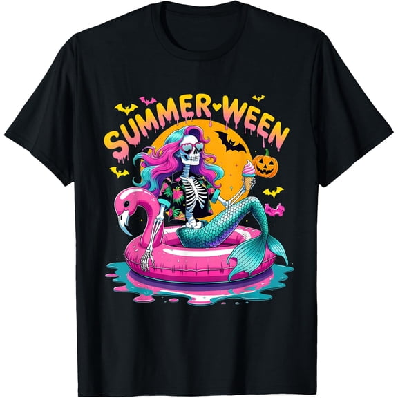 Summerween Vibes Spooky Summer Mermaid Halloween Unisex T-Shirt