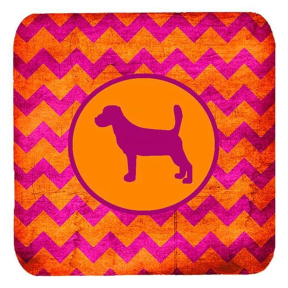 Beagle Chevron Pink And Orange Foam Coasters, Set Of 4