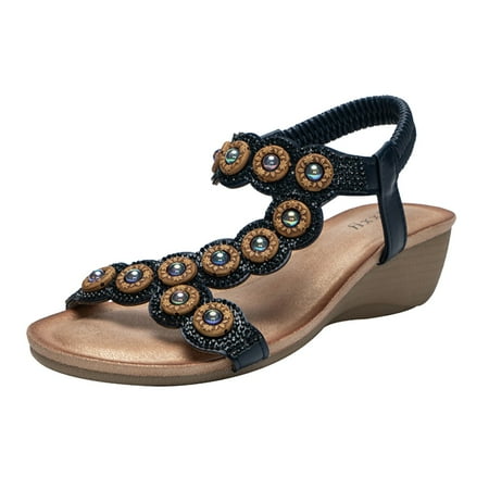 

Fsqjgq Slip On Sandals for Women Wide Width Breathable Shiny Beaded Flat Sandals Slip On Summer Sandals for Women and Ladies Rubber Soft Sole Women Sandals Snakeskin Sandals for Women Size 10 Blue 41