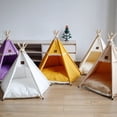 thumbnail image 4 of Pet Cat Tent Dog House Bed with Thick Cushion for Cats Dogs Deep Sleeping Indoor Canvas Soft Indian Puppy Teepee Pet Supplies ShopWise Round, 4 of 12