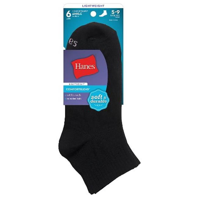 Hanes 8586 Black Comfort Blend Womens Ankle Socks, Size 812 Pack of