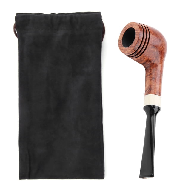Pipa para Fumar, Exquisita Pipa de Tabaco Recta Tubería de Tabaco de Madera Bruyere de 3 Anillos Hecha a Mano con Filtro, Desmontable Pipa de cigarros el Regalo Perfecto Amonsee NO