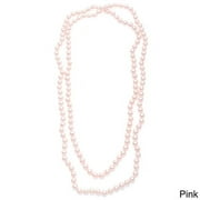 J&H Designs 854-N-Pink Hand-knotted Endless 54-inch Glass Pearl Necklace (8-9 mm)