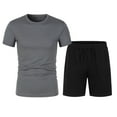 thumbnail image 2 of Kilaqueen Mens Short Sleeve Tracksuit Summer Training Running 2 Piece T Shirt & Shorts Workout Sets Quick Dry Mesh Lightweight Gym Activewear, 2 of 6