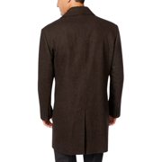 London Fog Mens Coventry Wool-Blend Overcoat Coat 36 S Brown Herringbone
