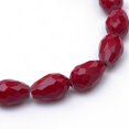 thumbnail image 2 of 10 Strand Opaque Solid Color Glass Faceted Teardrop Beads Strands Dark Red 11x7.5~8mm Hole: 1.5mm 56~58pcs/strand 25 inch, 2 of 4