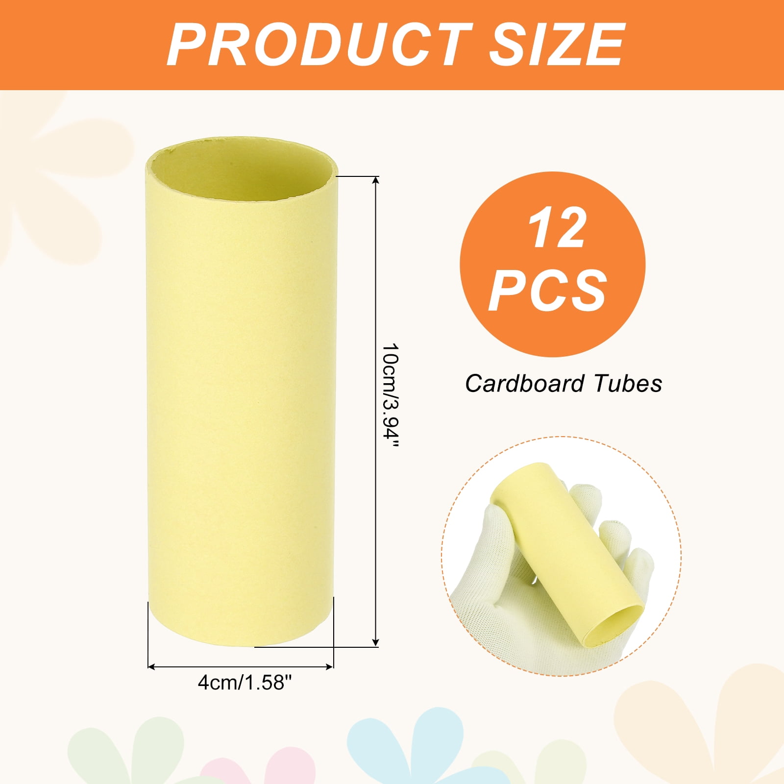 Uxcell 12 Pack Cardboard Tube,Toilet Paper Roll Corrugated Roll,3.94x1.58",Light Yellow