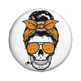 thumbnail image 2 of XMXY Messy Bun Sunglasses Pumpkin Skull Spare Tire Cover, Universal Waterproof Cover for Jeep RV Tire Wheel Protection, 17 inch, 2 of 8