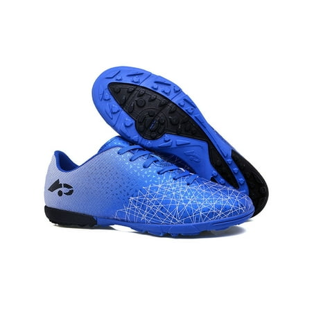 

Daeful Mens Soccer Cleats Ground Training Shoe Spike Football Shoes Sports Comfort Lightweight Lace Up Athletic Sneakers Blue Short Spike 4.5Y