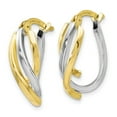 thumbnail image 2 of Auriga Fine Jewelry 10K Two-Tone Gold Twisted Hoop Earrings for Women(L-19mm; W-9.5mm), 2 of 6