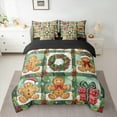 thumbnail image 2 of Manfei Gingerbread Checkered Bedding Comforter Set 7 Pieces, Merry Christmas Queen Bedding Sets, Green Brown Xmas Gift Queen Sheet Sets, Lightweight Room Decor, 2 of 8