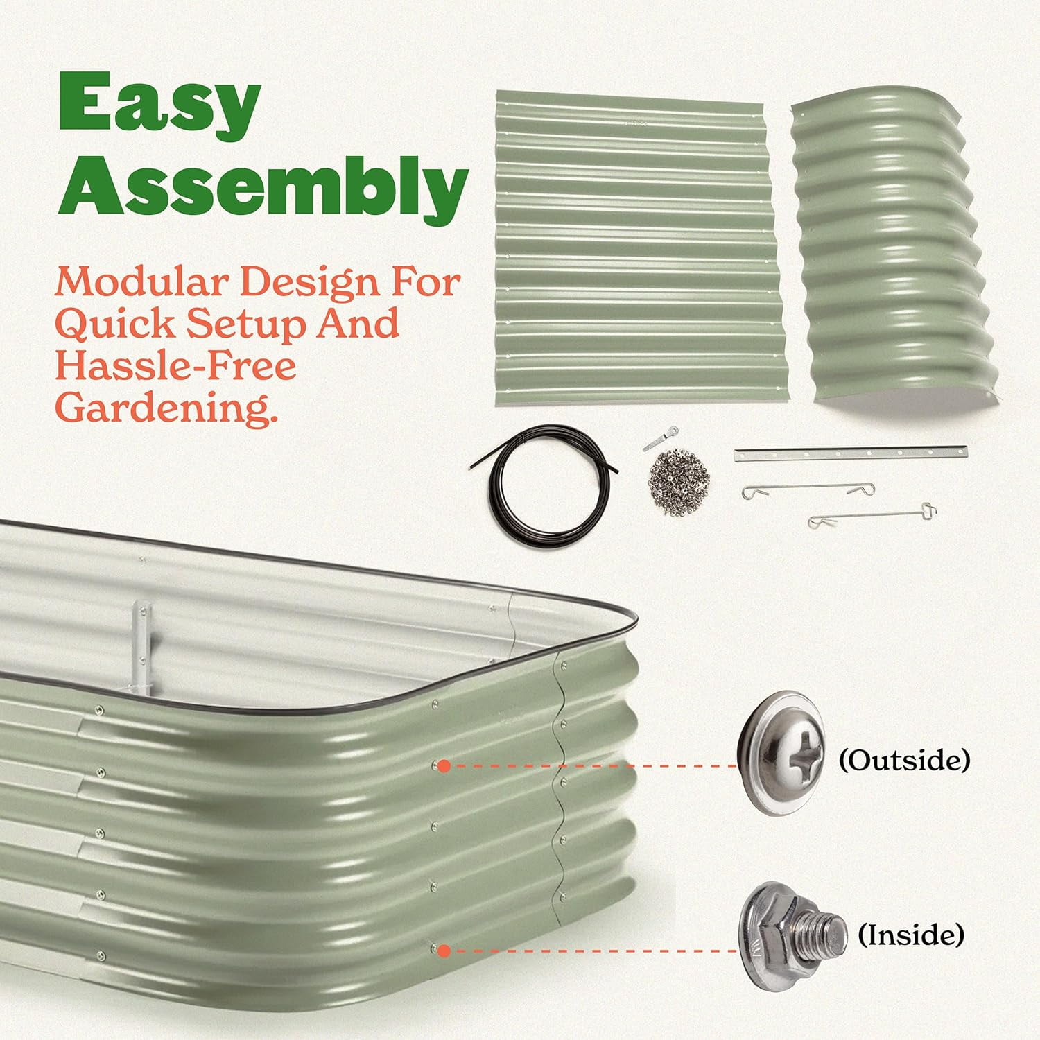 Epic Gardening 5-in-1 Galvanized Raised Garden Bed Kit, 29" Tall Food-Safe Metal Planter Box - Mist Green