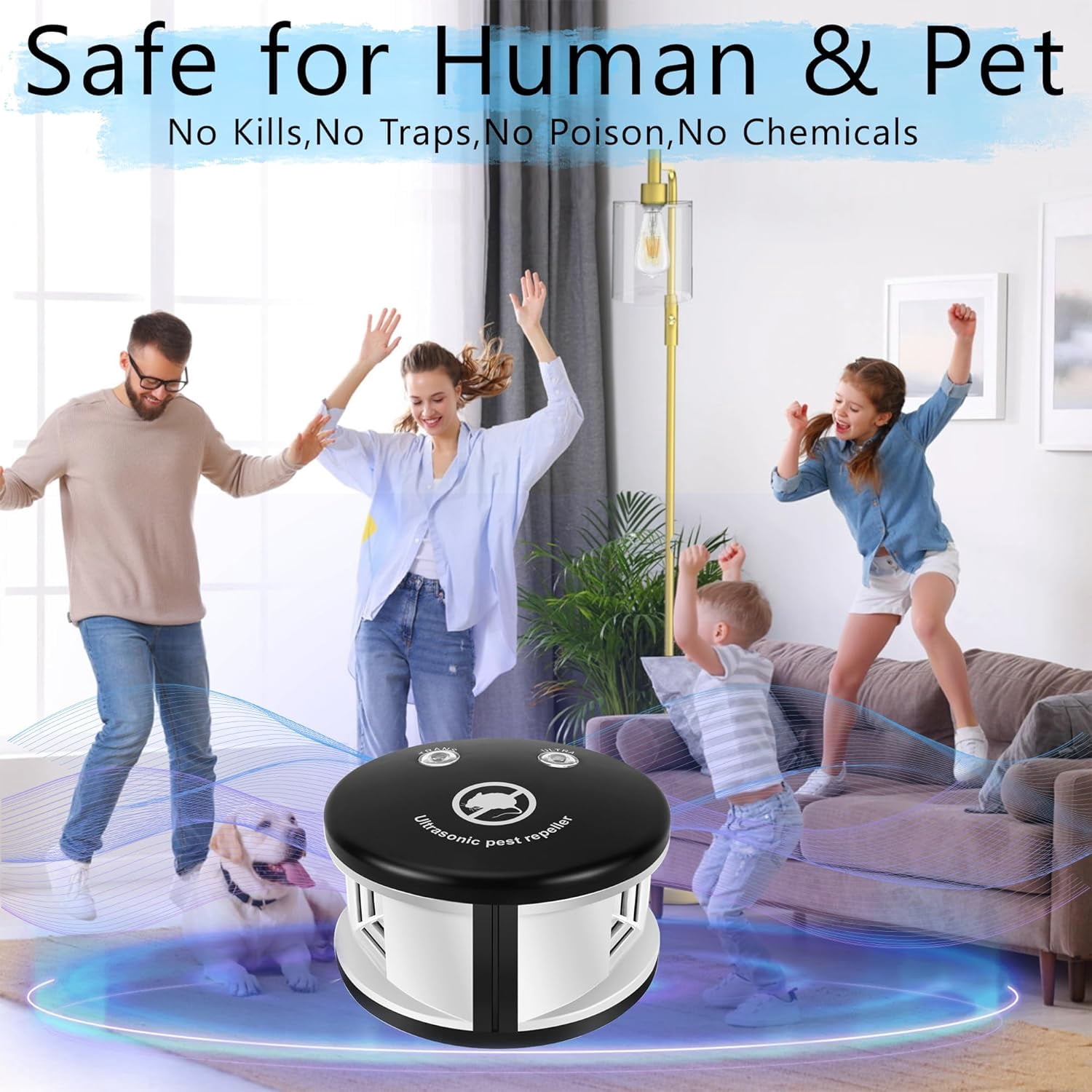 Mouse Repelent Ultrasonic Rodent Repeler Plug in Indoor, 360° Ultrasonic Rodent Repelent,3 Mode Switch with Pressure Wave, Squirrel Repelent Mice Deterrent for House Garage Warehouse RV