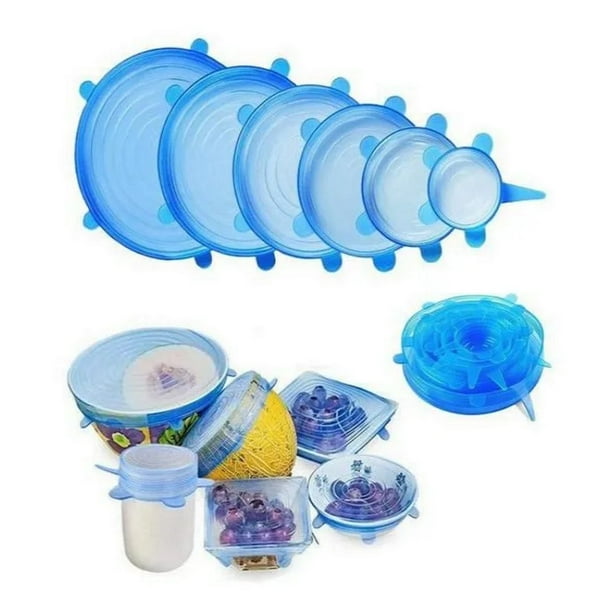 6 Tapas De Silicona Elasticas Para Envoltura De Alimentos INOVIS Reutilizables Ajustables