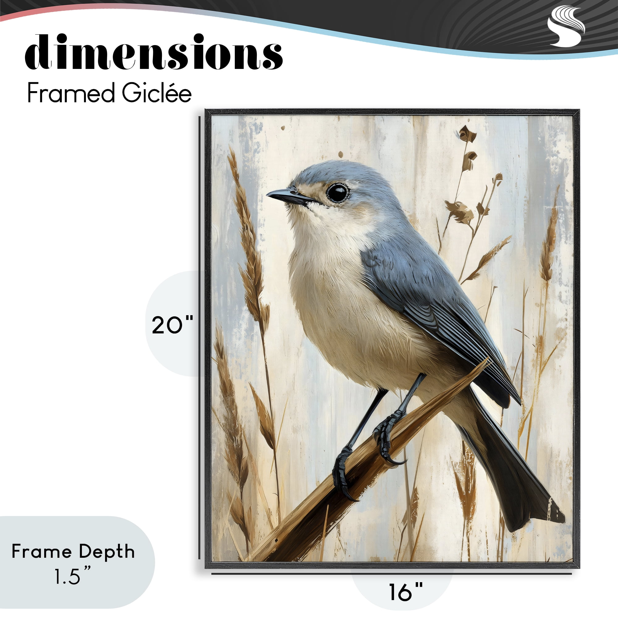 Stupell Industries Bluebird on Tall Glass Perch Black Framed Giclee Art, design by Creative Studio