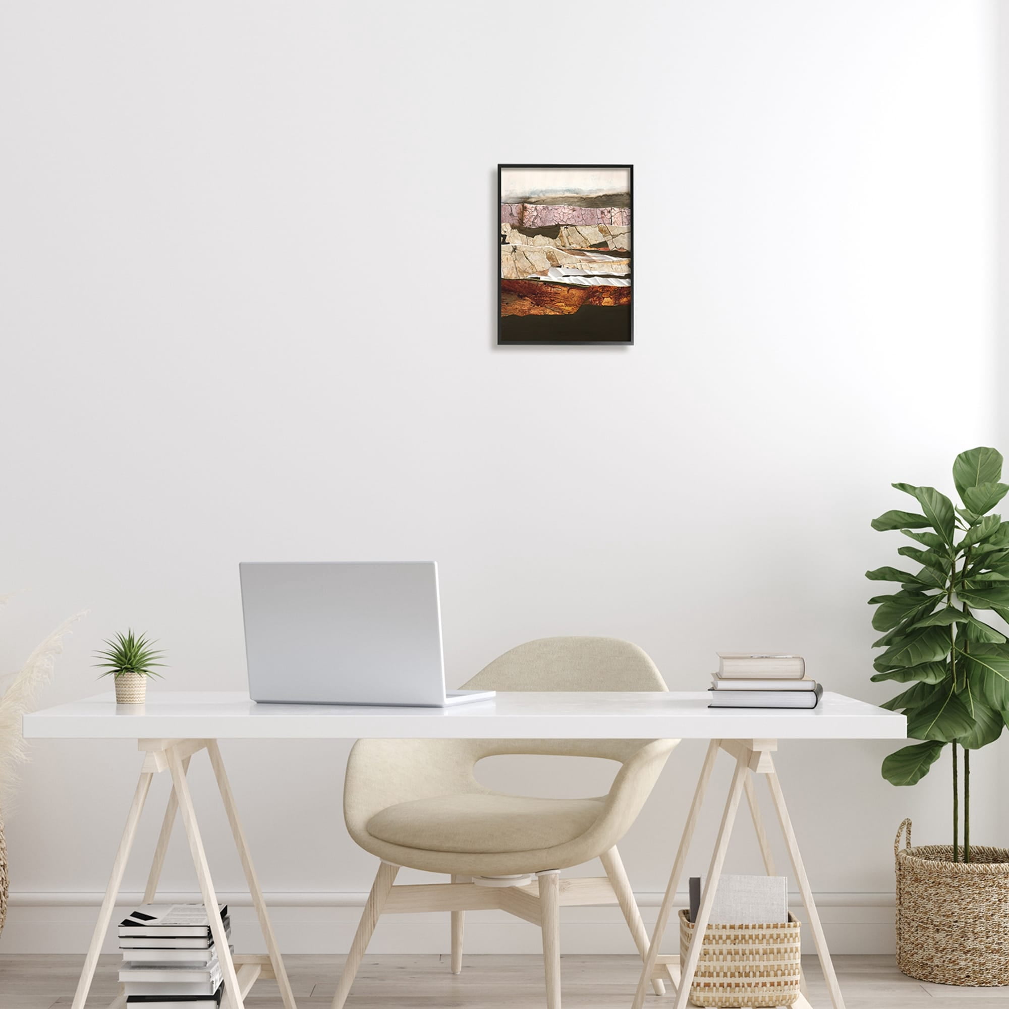 Stupell Industries Abstract Geode Rocks Layered Canyon Landscape Pattern Paintings Black Framed Art Print Wall Art, 24x30, by Design Fabrikken