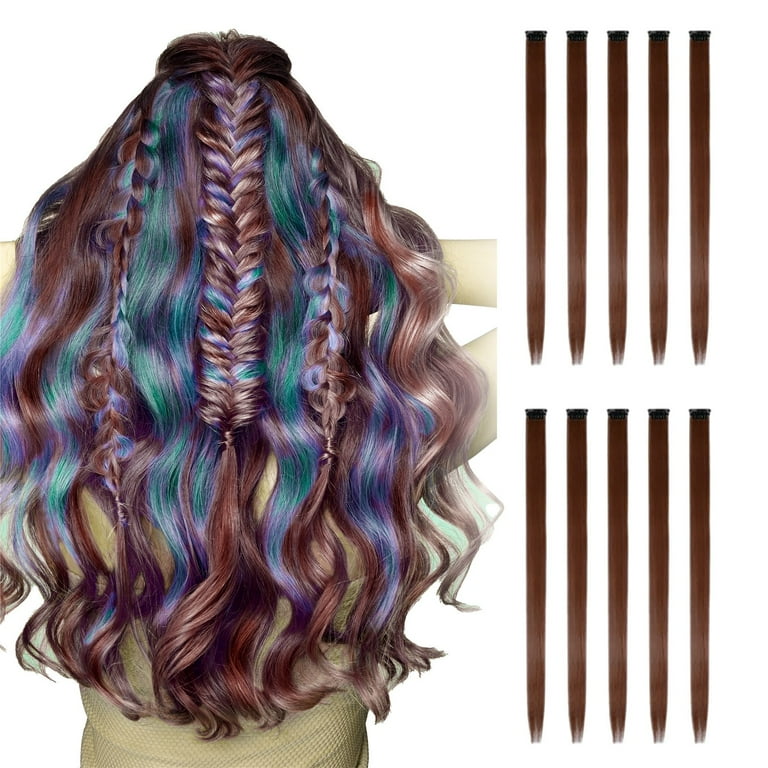 Colored Hair Extensions, Multi-colors Party Highlights Clip In Synthetic  Hair Mannequin for Wigs Braid Stand for Hair Braiding Mannequin Heads with