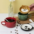 thumbnail image 3 of Toystoory Taza de cerámica hecha a mano con patrones vívidos, capacidad de 320ml, boca suave, agarre cómodo, suave Utensilios de cocina Copa Oveja, 3 of 6