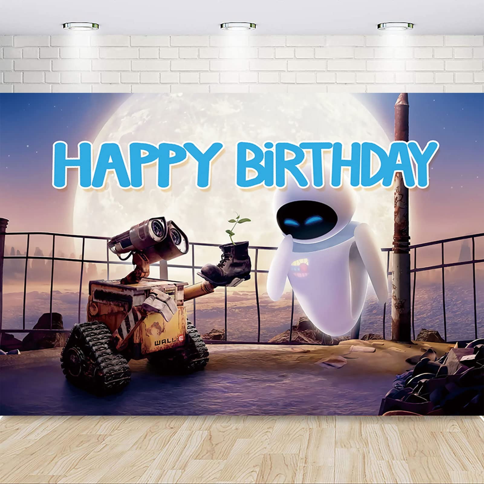 Walle Happy Birthday Banner Robot Backdrop Science Fiction Movie Party