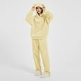 thumbnail image 2 of jtjvou 2 Piece Lounge Sets for Women Fuzzy Fleece Pajamas, Cute Bear Ear Hoodies with Long Pants Matching Sleepwear Outfits Yellow L, 2 of 6