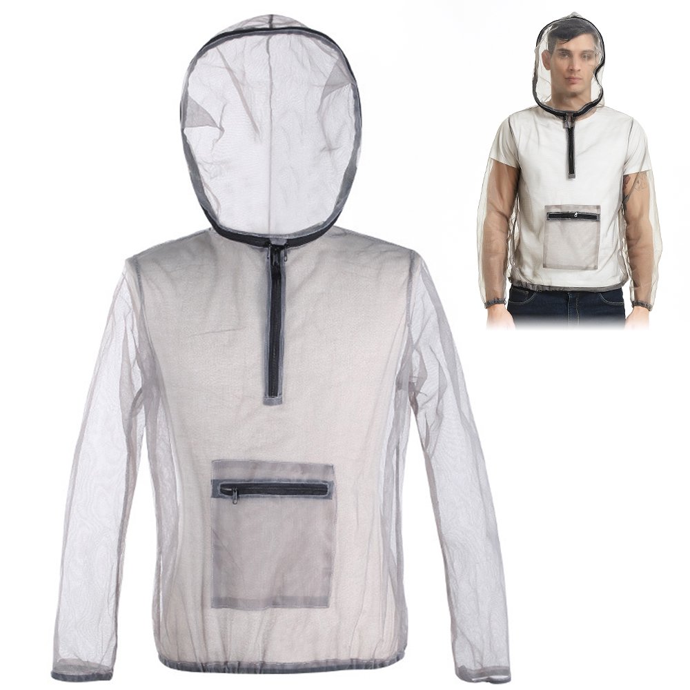 Outdoor Ultralight Mesh Hooded Bug Jacket mosquito See Through