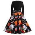 thumbnail image 4 of Robe Vintage Rockabilly Patchwork pour Femmes, Robe de Fête de Noël avec Nœud, 4 of 7