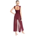 thumbnail image 5 of DPOIS Womens Mock Neck Open Back Lyrical Dance Dress Burgundy XL, 5 of 7