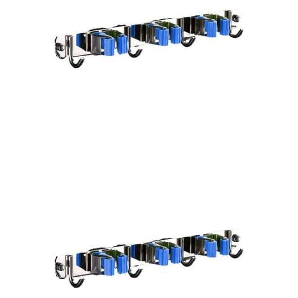 Kearding Soporte para hisopos versátil: instalación fácil y rápida Soporte para hisopos de acero inoxidable Soporte para hisopos azul 3 clips y 4 ganchos 2Conjunto