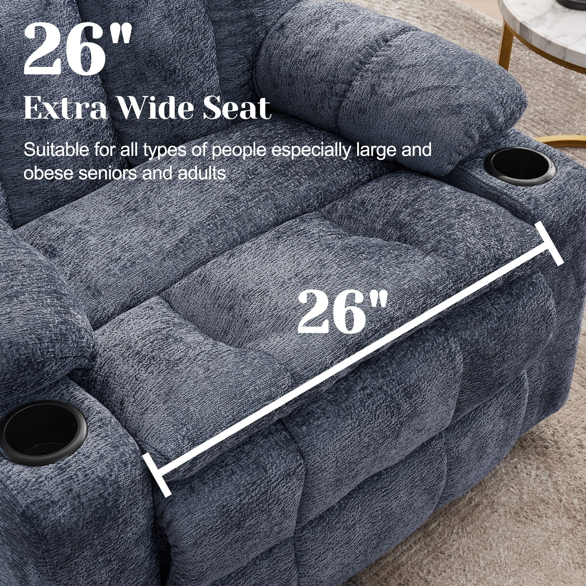 Korser Oversized Dual Motor Power Lift Recliner for Elderly with Adjustable Headrest,Massage Recliner Chair with USB Ports & Type C Electric Lift Chair with Storebox Cupholder for Living Room,Blue