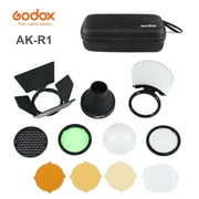Godox AK-R1 Barn Door, Snoot, Color Filter, Reflector, Honeycomb, Diffuser Ball Kits for Godox AD200 H200R V1 Round Flash Head