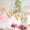 thumbnail image 3 of 4pcs Red Love Heart Ceiling Hanging Swirl Decoration Heart Shape Pendant Glitter Cardboard Hanging Valentine Showcase Decor Gold+blue, 3 of 9