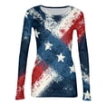 thumbnail image 5 of Sewkxo Women Tshirt Trendy 250th Anniversary American Independence Day Print Crewneck Pullover Tops Spring Summer Baggy Fit Casual Long Sleeve T Shirts,Blue XL, 5 of 6