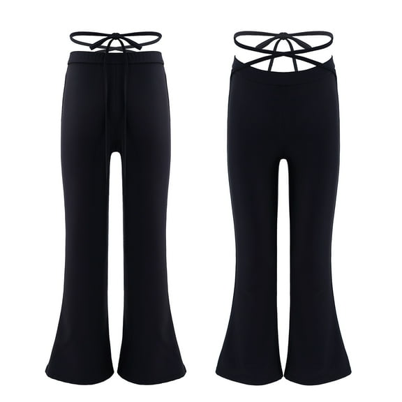 Alvivi Kids Girls Bell Bottom Flared Pants Jazz Dance Wide Leg Trouser 4-14
