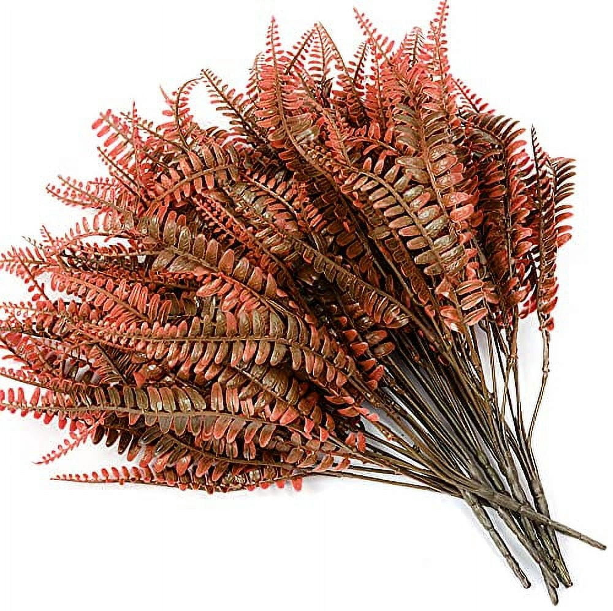 8 Bundles Artificial Fall Plants, Outdoor Indoor UV Resistant Fake Boston Fern Faux Plant No Fade Plastic Greenery Shrubs for Autumn Thanksgiving Garden Porch Window Box Home Decor