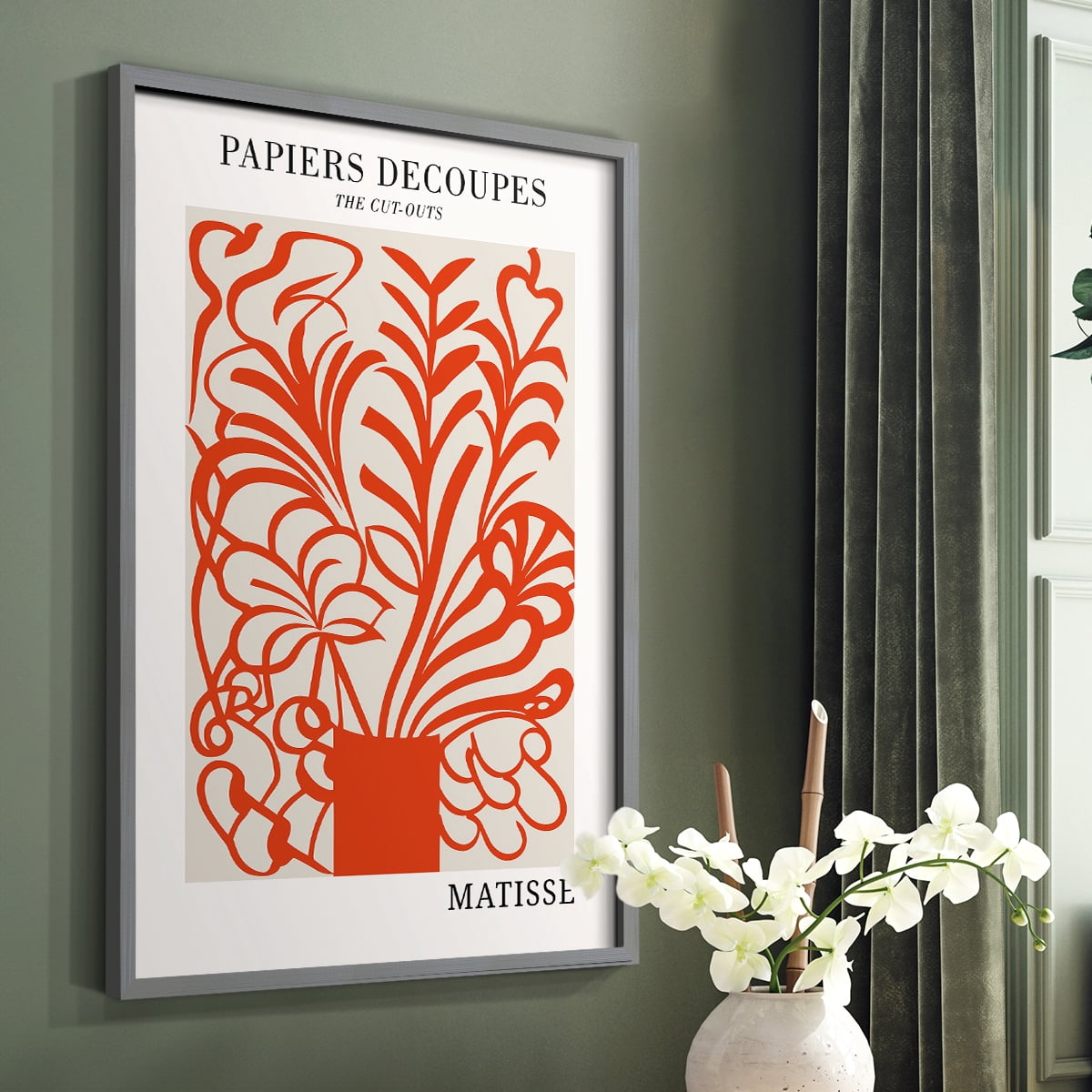 Matisse CDLXXVI in Gray Solid Wood Framed Print No Nail Hanging