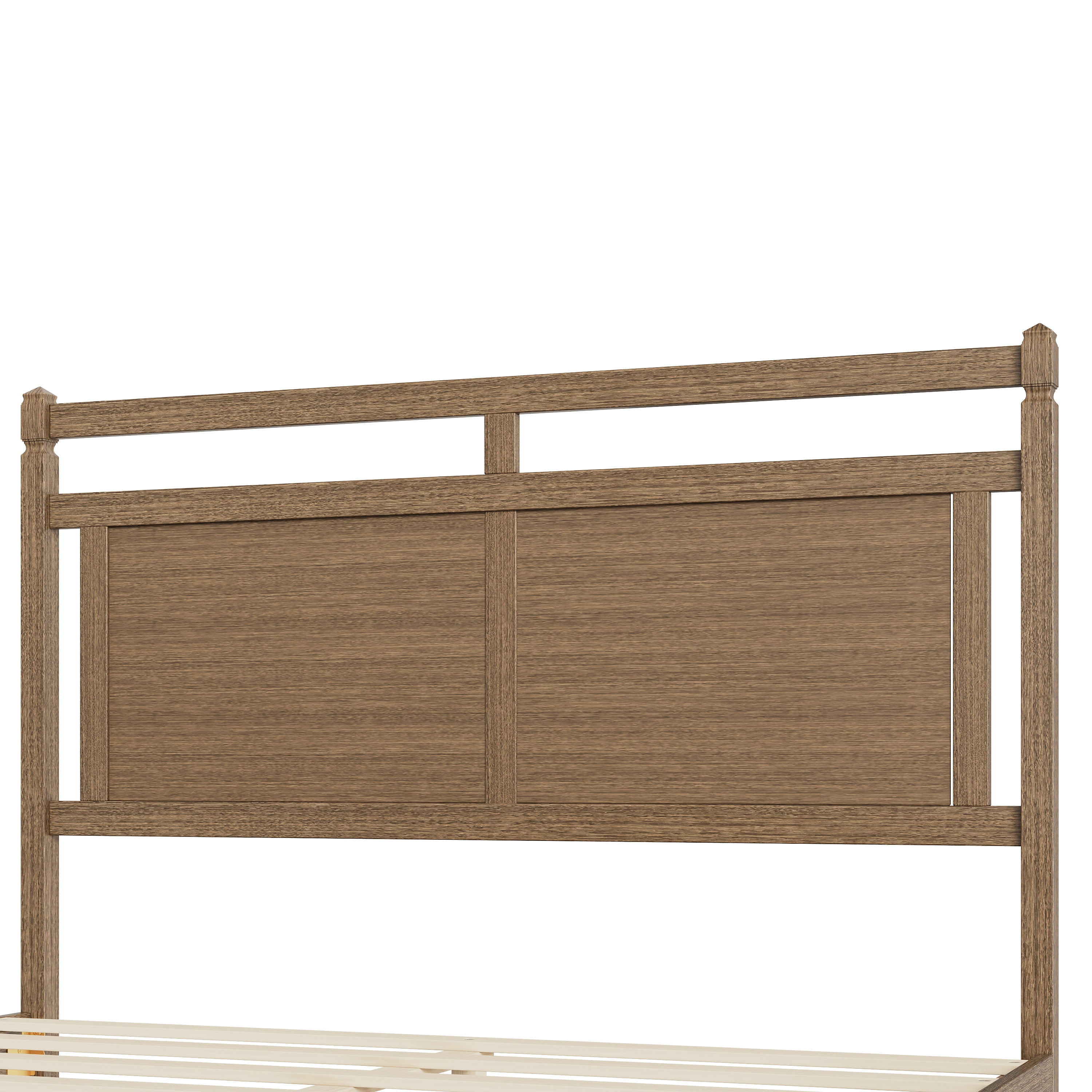 Euroco Modern Wood Queen Size Platform Bed, Mid-Century Bed Frame with Panel Headboard, No Box Spring Needed, Gray Oak