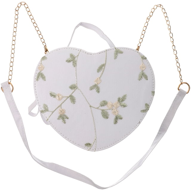 ColoMX Exquisito bolso de cuerpo cruzado Bolso en forma de corazón Mujeres de encaje floral Bolsa de encaje