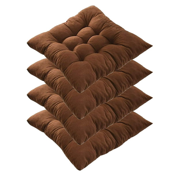 Set of 4 Dining Chair Cushions with Ties Soft Comfort Non Slip Square