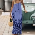 thumbnail image 2 of Uootdi Womens Sundresses Thin Strap Palm Leaf Print Backless Tie Detail Relaxed Fit Maxi Dresses Casual Dresses Beach Wear Gift, 2 of 8