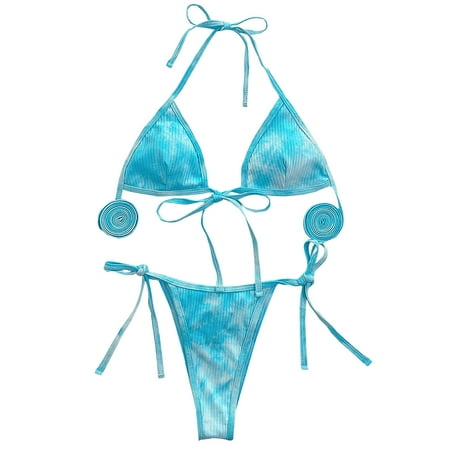 

QYZEU Men S Pajama Shorts Teen Girl Swim Suit Swimwear Tie-Dye Bikini Swimsuit Bandage Two-Piece Beachwear Women Swimming Swimwears Tankinis Set