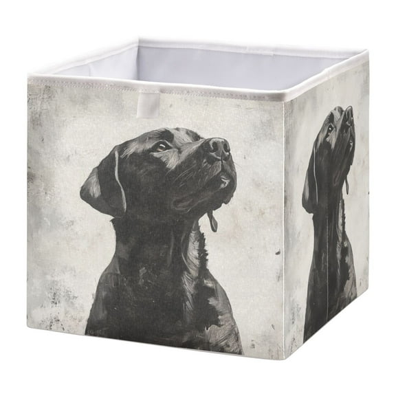Cabinet Storage Basket 11.02x11.02x11.02 Inches Storage Box Foldable, Storable and Easy to Assemble ，Open Home Storage Bins ，Closet Storage Bins Black Beauty Dog