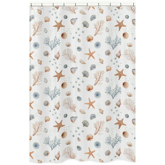 Sweet Jojo Designs Seashells Boy, Girl, Unisex/Gender Neutral Fabric Shower Curtain