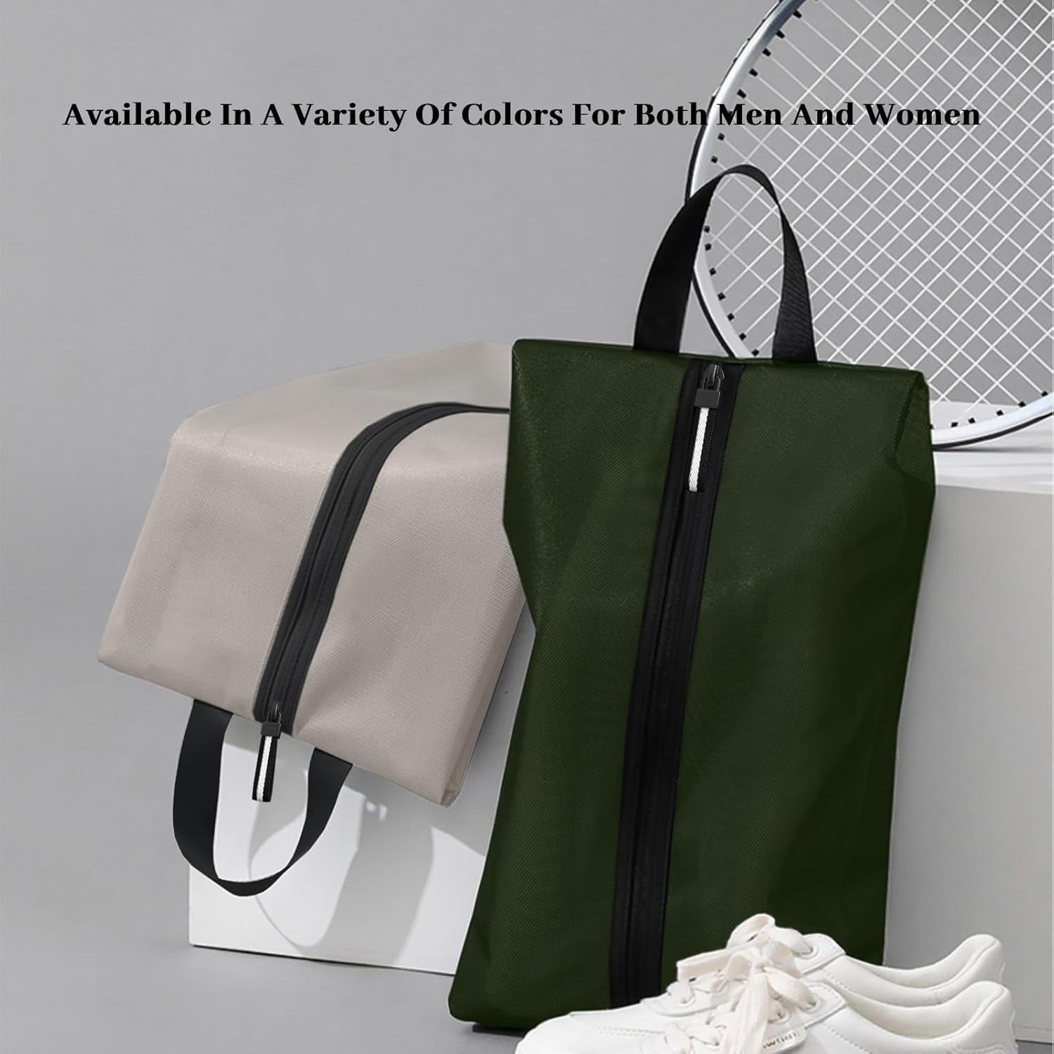 Shoe Bags for Travel  Odor Absorbing Lightweight Golf Soccer Shoe Storage Organizer Pouch with Smooth Zipper and Handle, Portable Travel Essentials (Dark Green, 1-Pack)