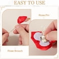 thumbnail image 4 of Uxcell 7 Pcs(6pcs Pins + 1 Brooch) Light Purple Rose Boutonnieres Flower Buttonholes Pocket Boutonnieres Pins for Wedding Ceremony Anniversary Prom Formal Dinner Party, 4 of 7